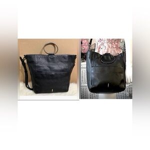 Thacker NYC Leather Bag Black Pebble Grain Crossbody or Tote 14.5” x 12.75” x 4”